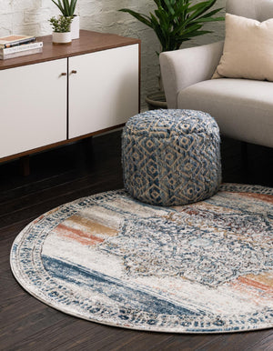 Multicolor 3' 3 x 3' 3 Nyla Round Area Rug 100% Polypropylene Traditional Classic Carpet for Living Room, Kitchen, Bedroom, Dining, Office for Sale at Rug Engine