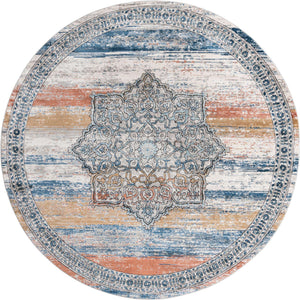 Multicolor 10' x 10' Nyla Round Area Rug 100% Polypropylene Traditional Classic Carpet for Living Room, Kitchen, Bedroom, Dining, Office for Sale at Rug Engine
