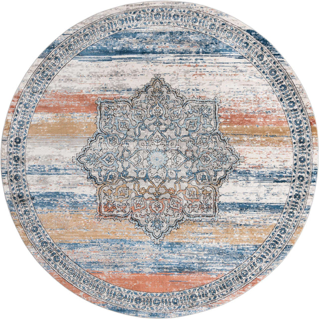 Multicolor 10' x 10' Nyla Round Area Rug 100% Polypropylene Traditional Classic Carpet for Living Room, Kitchen, Bedroom, Dining, Office for Sale at Rug Engine
