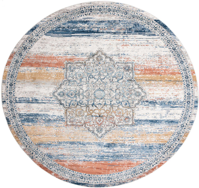 Multicolor 12' x 12' Nyla Round Area Rug 100% Polypropylene Traditional Classic Carpet for Living Room, Kitchen, Bedroom, Dining, Office for Sale at Rug Engine