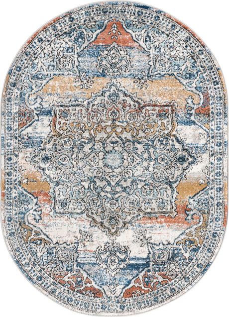 Multicolor 4' x 6' Nyla Oval Area Rug 100% Polypropylene Traditional Classic Carpet for Living Room, Kitchen, Bedroom, Dining, Office for Sale at Rug Engine