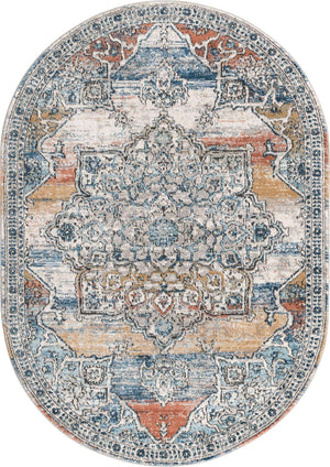 Multicolor 5' 3 x 8' Nyla Oval Area Rug 100% Polypropylene Traditional Classic Carpet for Living Room, Kitchen, Bedroom, Dining, Office for Sale at Rug Engine