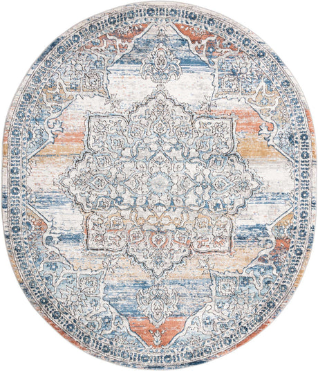 Multicolor 7' 10 x 10' Nyla Oval Area Rug 100% Polypropylene Traditional Classic Carpet for Living Room, Kitchen, Bedroom, Dining, Office for Sale at Rug Engine