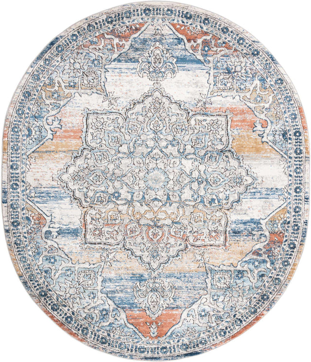 Multicolor 7' 10 x 10' Nyla Oval Area Rug 100% Polypropylene Traditional Classic Carpet for Living Room, Kitchen, Bedroom, Dining, Office for Sale at Rug Engine