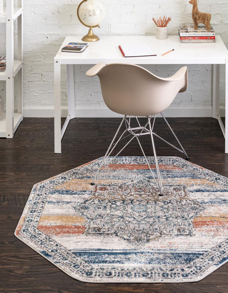 Multicolor 7' x 7' Nyla Octagon Area Rug 100% Polypropylene Traditional Classic Carpet for Living Room, Kitchen, Bedroom, Dining, Office for Sale at Rug Engine
