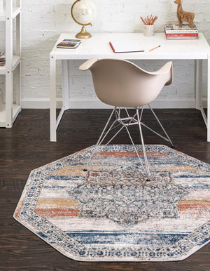 Multicolor 4' x 4' Nyla Octagon Area Rug 100% Polypropylene Traditional Classic Carpet for Living Room, Kitchen, Bedroom, Dining, Office for Sale at Rug Engine