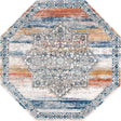 Multicolor 7' x 7' Nyla Octagon Area Rug 100% Polypropylene Traditional Classic Carpet for Living Room, Kitchen, Bedroom, Dining, Office for Sale at Rug Engine
