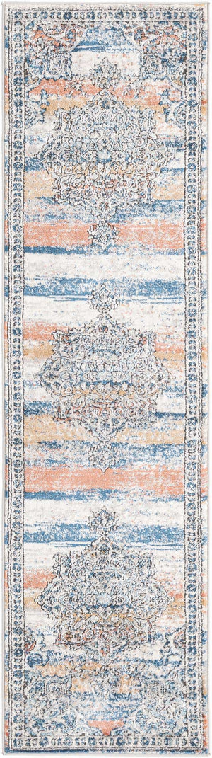 Multicolor 2' x 8' Nyla Runner Area Rug 100% Polypropylene Traditional Classic Carpet for Living Room, Kitchen, Bedroom, Dining, Office for Sale at Rug Engine