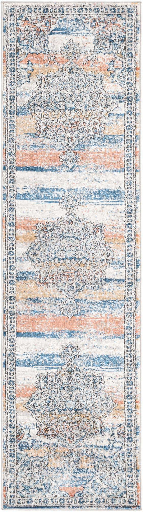 Multicolor 2' x 8' Nyla Runner Area Rug 100% Polypropylene Traditional Classic Carpet for Living Room, Kitchen, Bedroom, Dining, Office for Sale at Rug Engine