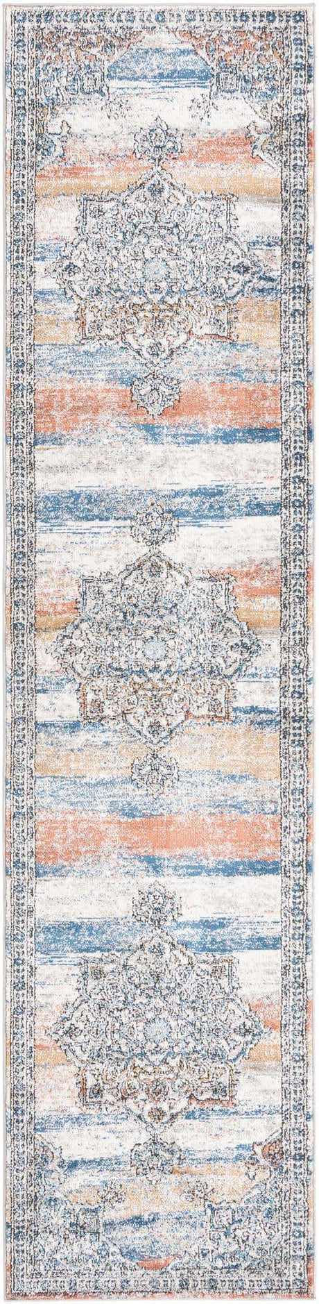 Multicolor 2' 7 x 12' Nyla Runner Area Rug 100% Polypropylene Traditional Classic Carpet for Living Room, Kitchen, Bedroom, Dining, Office for Sale at Rug Engine