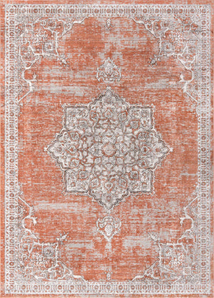 Salmon Pink 10' x 14' Nyla Rectangle Area Rug 100% Polypropylene Traditional Classic Carpet for Living Room, Kitchen, Bedroom, Dining, Office for Sale at Rug Engine