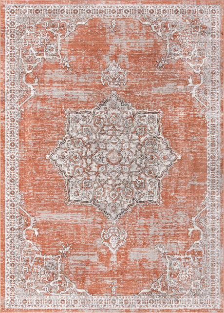 Salmon Pink 10' x 14' Nyla Rectangle Area Rug 100% Polypropylene Traditional Classic Carpet for Living Room, Kitchen, Bedroom, Dining, Office for Sale at Rug Engine