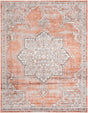 Salmon Pink 9' x 12' Nyla Rectangle Area Rug 100% Polypropylene Traditional Classic Carpet for Living Room, Kitchen, Bedroom, Dining, Office for Sale at Rug Engine