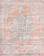 Salmon Pink 7' 10 x 10' Nyla Rectangle Area Rug 100% Polypropylene Traditional Classic Carpet for Living Room, Kitchen, Bedroom, Dining, Office for Sale at Rug Engine