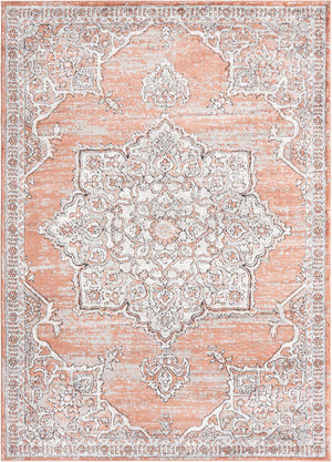 Salmon Pink 6' x 9' Nyla Rectangle Area Rug 100% Polypropylene Traditional Classic Carpet for Living Room, Kitchen, Bedroom, Dining, Office for Sale at Rug Engine