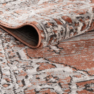 Salmon Pink 9' x 12' Nyla Rectangle Area Rug 100% Polypropylene Traditional Classic Carpet for Living Room, Kitchen, Bedroom, Dining, Office for Sale at Rug Engine