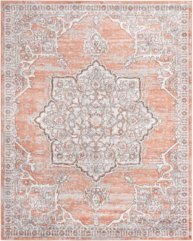 Salmon Pink 4' x 6' Nyla Rectangle Area Rug 100% Polypropylene Traditional Classic Carpet for Living Room, Kitchen, Bedroom, Dining, Office for Sale at Rug Engine