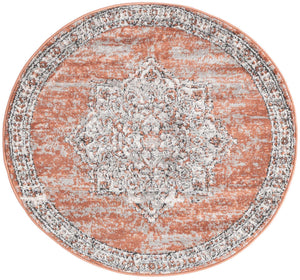 Salmon Pink 3' 3 x 3' 3 Nyla Round Area Rug 100% Polypropylene Traditional Classic Carpet for Living Room, Kitchen, Bedroom, Dining, Office for Sale at Rug Engine