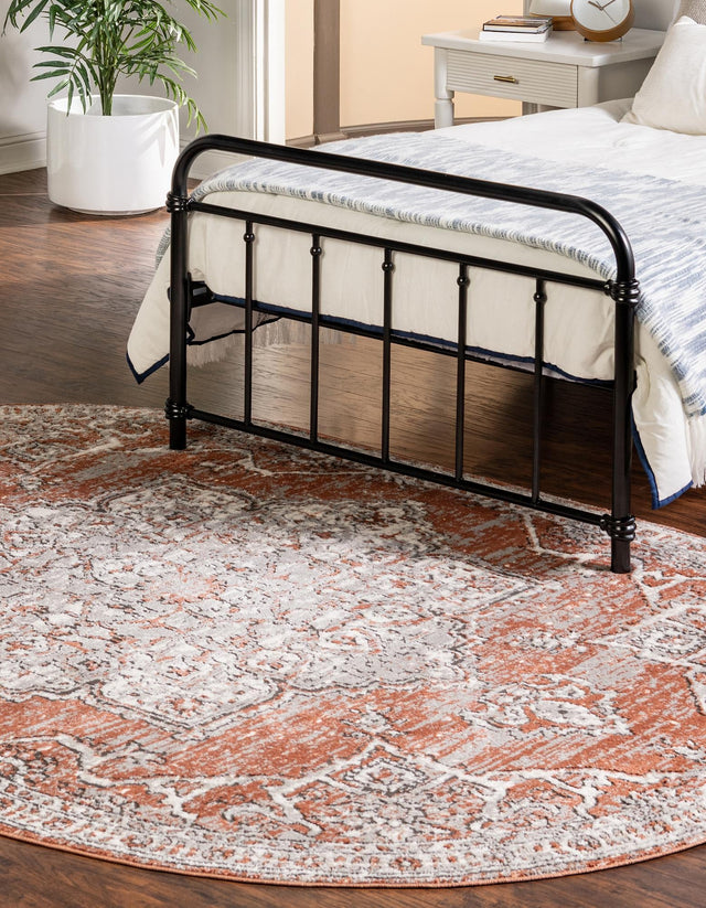 Salmon Pink 7' 10 x 10' Nyla Oval Area Rug 100% Polypropylene Traditional Classic Carpet for Living Room, Kitchen, Bedroom, Dining, Office for Sale at Rug Engine