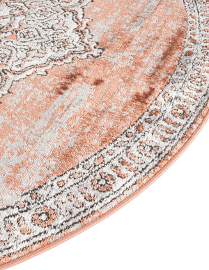 Salmon Pink 5' 3 x 8' Nyla Oval Area Rug 100% Polypropylene Traditional Classic Carpet for Living Room, Kitchen, Bedroom, Dining, Office for Sale at Rug Engine