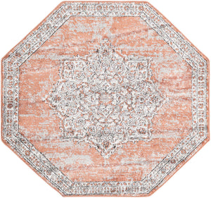 Salmon Pink 4' x 4' Nyla Octagon Area Rug 100% Polypropylene Traditional Classic Carpet for Living Room, Kitchen, Bedroom, Dining, Office for Sale at Rug Engine