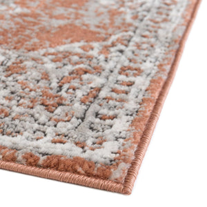 Salmon Pink 2' 7 x 12' Nyla Runner Area Rug 100% Polypropylene Traditional Classic Carpet for Living Room, Kitchen, Bedroom, Dining, Office for Sale at Rug Engine
