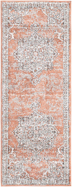 Salmon Pink 2' x 6' Nyla Runner Area Rug 100% Polypropylene Traditional Classic Carpet for Living Room, Kitchen, Bedroom, Dining, Office for Sale at Rug Engine