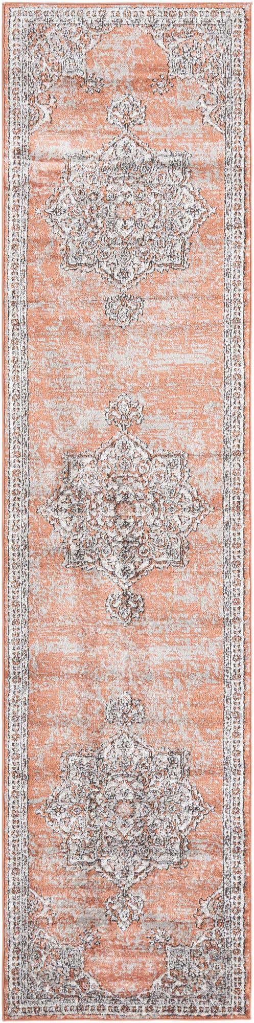 Salmon Pink 2' 7 x 12' Nyla Runner Area Rug 100% Polypropylene Traditional Classic Carpet for Living Room, Kitchen, Bedroom, Dining, Office for Sale at Rug Engine