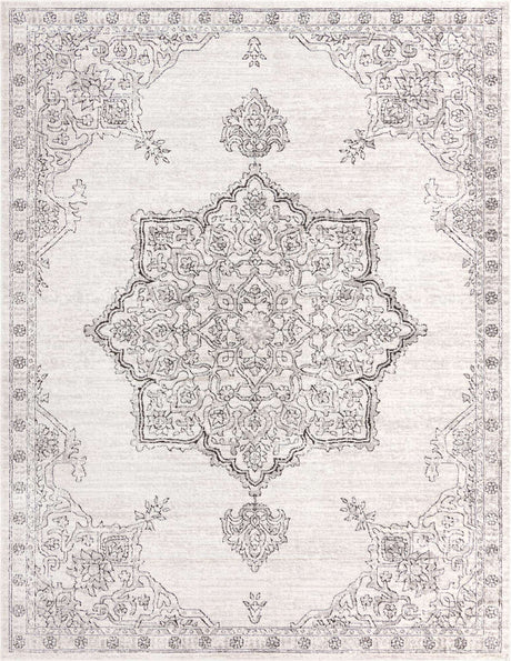 Ivory 9' x 12' Nyla Rectangle Area Rug 100% Polypropylene Traditional Classic Carpet for Living Room, Kitchen, Bedroom, Dining, Office for Sale at Rug Engine