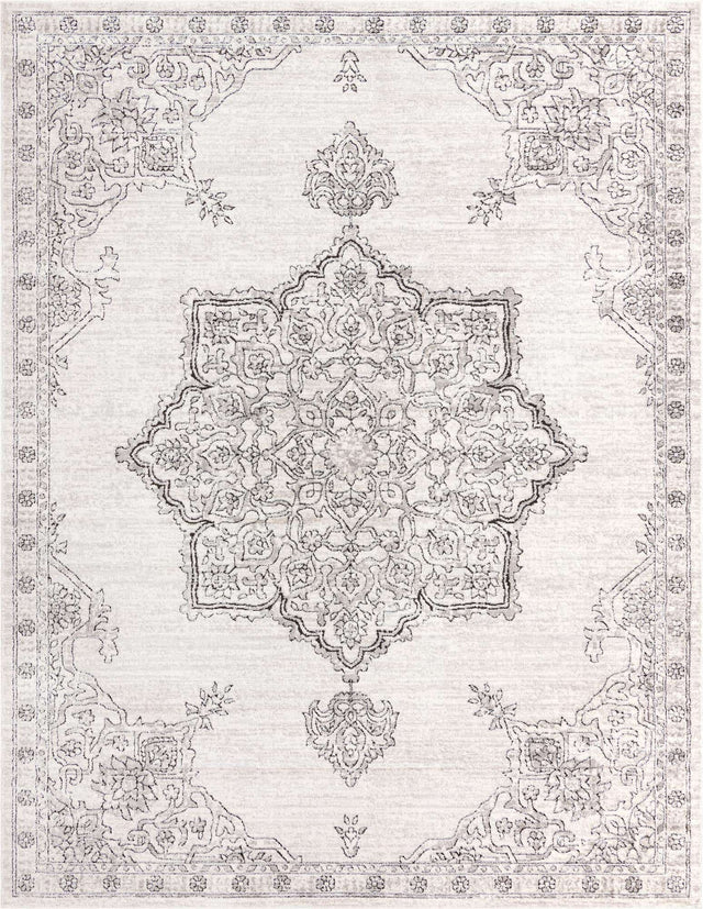 Ivory 9' x 12' Nyla Rectangle Area Rug 100% Polypropylene Traditional Classic Carpet for Living Room, Kitchen, Bedroom, Dining, Office for Sale at Rug Engine