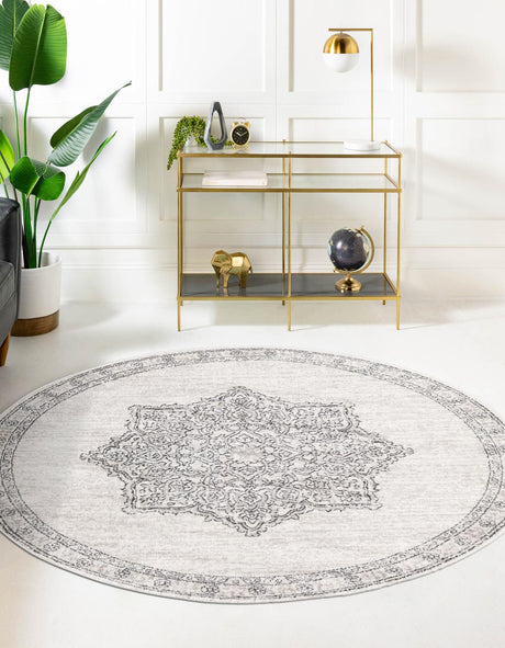 Ivory 3' 3 x 3' 3 Nyla Round Area Rug 100% Polypropylene Traditional Classic Carpet for Living Room, Kitchen, Bedroom, Dining, Office for Sale at Rug Engine