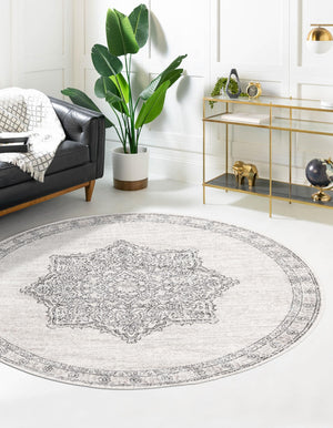 Ivory 10' x 10' Nyla Round Area Rug 100% Polypropylene Traditional Classic Carpet for Living Room, Kitchen, Bedroom, Dining, Office for Sale at Rug Engine