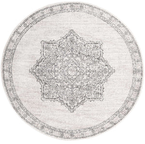 Ivory 5' 3 x 5' 3 Nyla Round Area Rug 100% Polypropylene Traditional Classic Carpet for Living Room, Kitchen, Bedroom, Dining, Office for Sale at Rug Engine