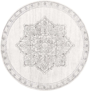 Ivory 7' x 7' Nyla Round Area Rug 100% Polypropylene Traditional Classic Carpet for Living Room, Kitchen, Bedroom, Dining, Office for Sale at Rug Engine