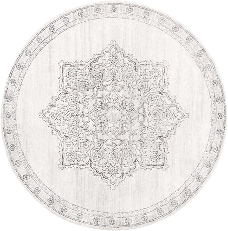 Ivory 7' x 7' Nyla Round Area Rug 100% Polypropylene Traditional Classic Carpet for Living Room, Kitchen, Bedroom, Dining, Office for Sale at Rug Engine