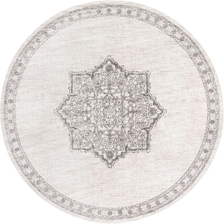 Ivory 12' x 12' Nyla Round Area Rug 100% Polypropylene Traditional Classic Carpet for Living Room, Kitchen, Bedroom, Dining, Office for Sale at Rug Engine