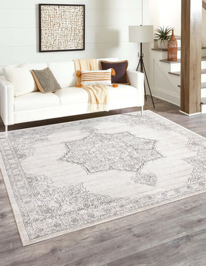 Ivory 10' x 10' Nyla Square Area Rug 100% Polypropylene Traditional Classic Carpet for Living Room, Kitchen, Bedroom, Dining, Office for Sale at Rug Engine