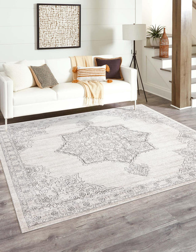 Ivory 10' x 10' Nyla Square Area Rug 100% Polypropylene Traditional Classic Carpet for Living Room, Kitchen, Bedroom, Dining, Office for Sale at Rug Engine