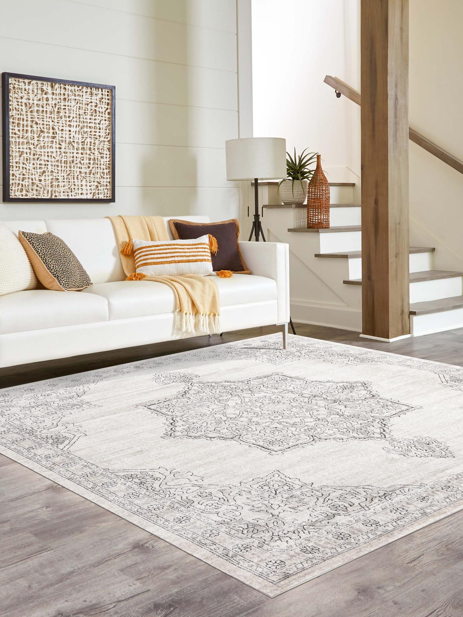 Ivory 10' x 10' Nyla Square Area Rug 100% Polypropylene Traditional Classic Carpet for Living Room, Kitchen, Bedroom, Dining, Office for Sale at Rug Engine
