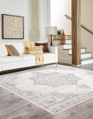 Ivory 10' x 10' Nyla Square Area Rug 100% Polypropylene Traditional Classic Carpet for Living Room, Kitchen, Bedroom, Dining, Office for Sale at Rug Engine