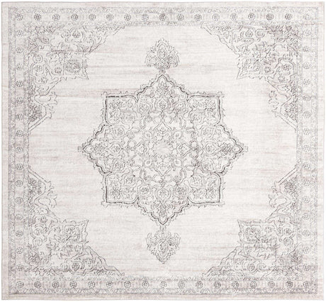 Ivory 10' x 10' Nyla Square Area Rug 100% Polypropylene Traditional Classic Carpet for Living Room, Kitchen, Bedroom, Dining, Office for Sale at Rug Engine