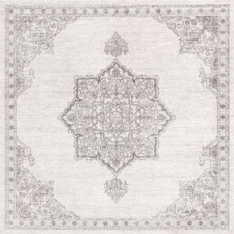 Ivory 11' 10 x 11' 10 Nyla Square Area Rug 100% Polypropylene Traditional Classic Carpet for Living Room, Kitchen, Bedroom, Dining, Office for Sale at Rug Engine