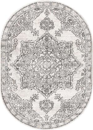 Ivory 4' x 6' Nyla Oval Area Rug 100% Polypropylene Traditional Classic Carpet for Living Room, Kitchen, Bedroom, Dining, Office for Sale at Rug Engine