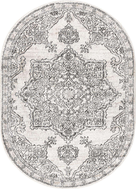 Ivory 4' x 6' Nyla Oval Area Rug 100% Polypropylene Traditional Classic Carpet for Living Room, Kitchen, Bedroom, Dining, Office for Sale at Rug Engine