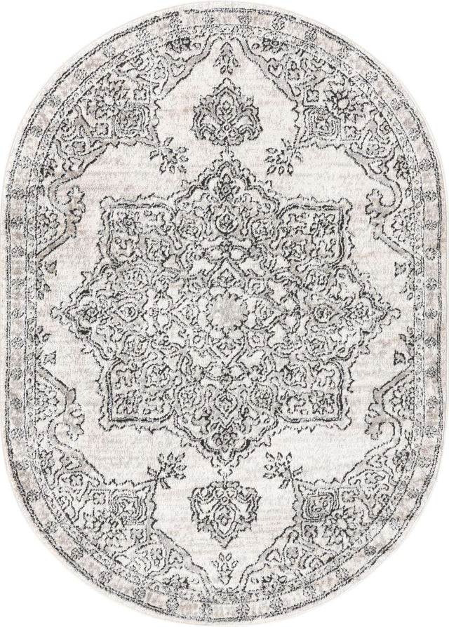 Ivory 4' x 6' Nyla Oval Area Rug 100% Polypropylene Traditional Classic Carpet for Living Room, Kitchen, Bedroom, Dining, Office for Sale at Rug Engine