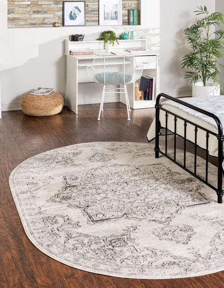 Ivory 7' 10 x 10' Nyla Oval Area Rug 100% Polypropylene Traditional Classic Carpet for Living Room, Kitchen, Bedroom, Dining, Office for Sale at Rug Engine