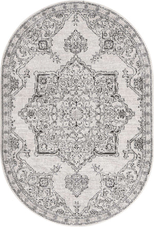 Ivory 5' 3 x 8' Nyla Oval Area Rug 100% Polypropylene Traditional Classic Carpet for Living Room, Kitchen, Bedroom, Dining, Office for Sale at Rug Engine