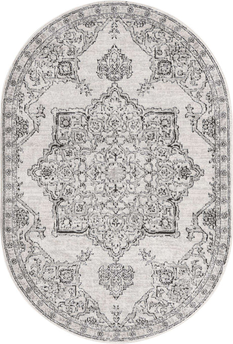Ivory 5' 3 x 8' Nyla Oval Area Rug 100% Polypropylene Traditional Classic Carpet for Living Room, Kitchen, Bedroom, Dining, Office for Sale at Rug Engine