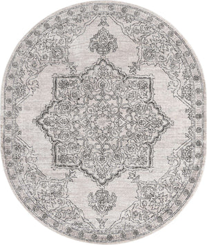 Ivory 7' 10 x 10' Nyla Oval Area Rug 100% Polypropylene Traditional Classic Carpet for Living Room, Kitchen, Bedroom, Dining, Office for Sale at Rug Engine