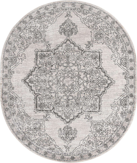 Ivory 7' 10 x 10' Nyla Oval Area Rug 100% Polypropylene Traditional Classic Carpet for Living Room, Kitchen, Bedroom, Dining, Office for Sale at Rug Engine